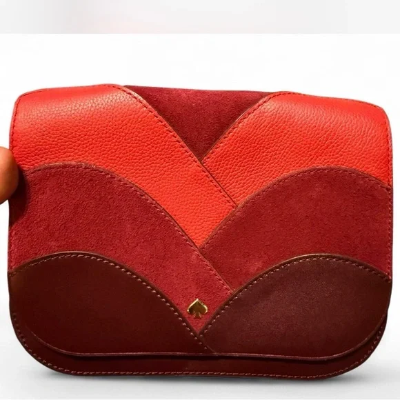 Kate Spade Patchwork Medium Flap Red and Burgundy Women's Bag - Picture 2 of 4